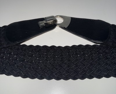 Black Stretch Belt With Silver‎ Buckle 31” Extended 1” Creased Belt with 3-pc Silver Buckle Set - Black  main image 4