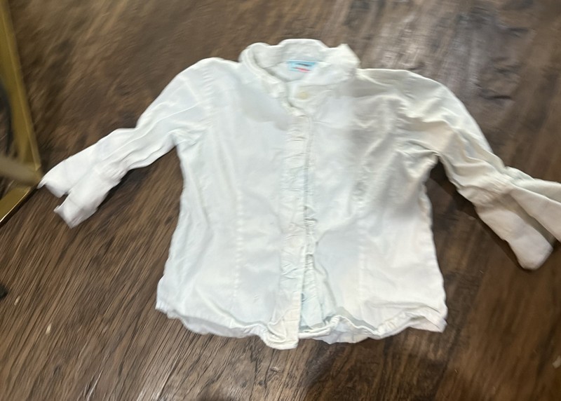 White Long Sleeve Girls Shirt 4T Button Down Faded Glory 