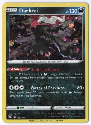Pokémon TCG Darkrai 105/189 Cosmo Holo Promo Darkness Ablaze NM