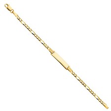 SOLID 14k Yellow Gold 080 Figaro 3 1 Baby ID Bracelet 6" Womens 3.28g