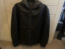 Hooded Mens Jacker Faux Leather