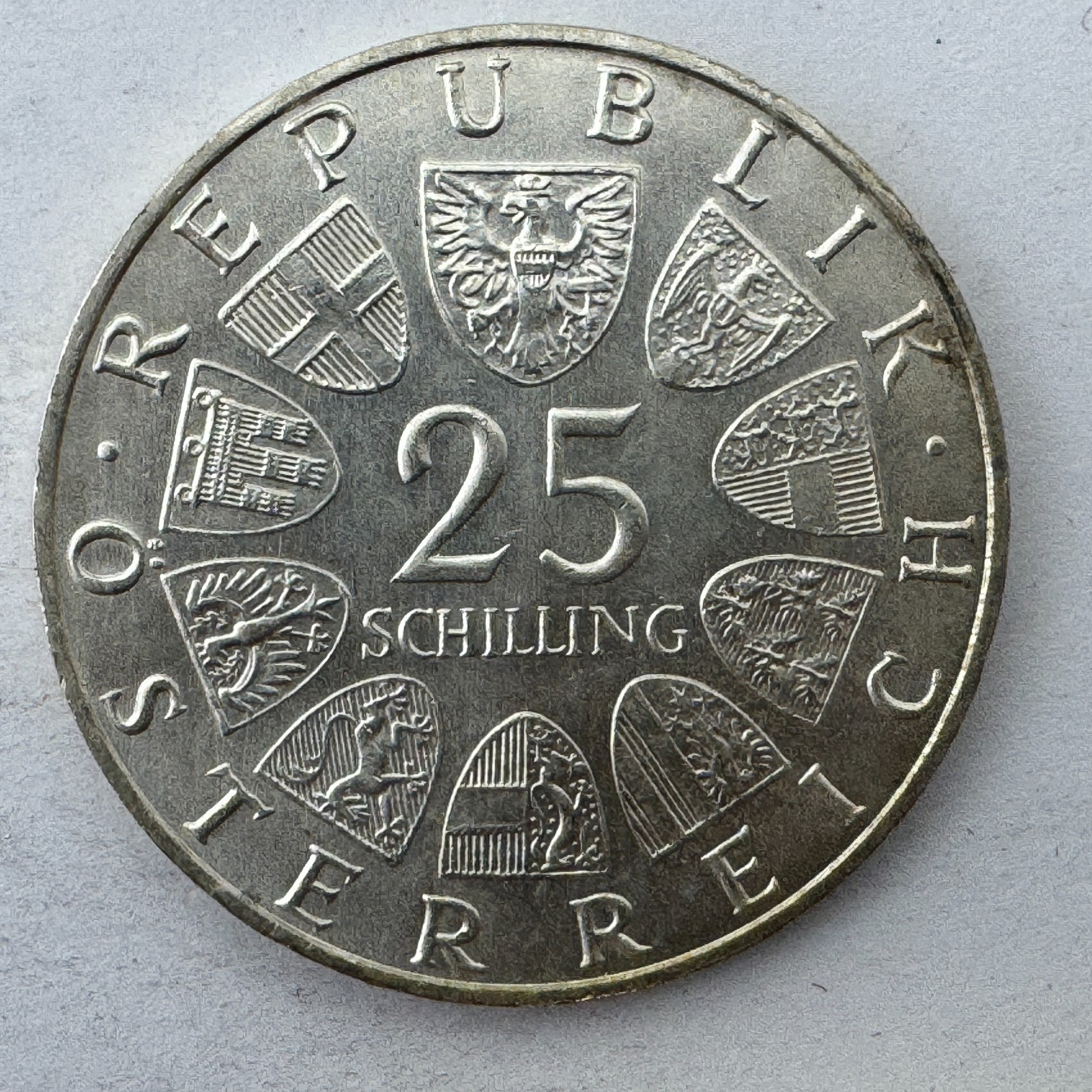1971 Austria 25 Schilling silver coin Wiener Borse anniversary Austrian Mint