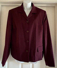 TALBOTS WOMAN WOOL JACKET BLAZER BURGUNDY CRANBERRY Size 14 NEW