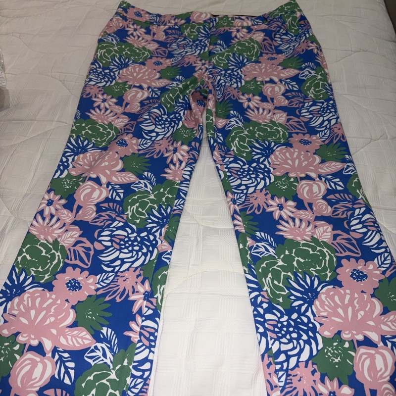 Tory Burch Sport Printed Tech Twill Golf Pants Women’s Size 10 Bouquet Blue