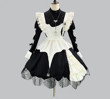 Hot Mens Plus Size Dark Gothic Halloween Cosplay Costume Lolita Maid Dress Party