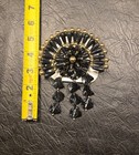 Black Goldtone Beaded Oriental Fan Barrette Hair Clip  Vintage 1980s — photo 3