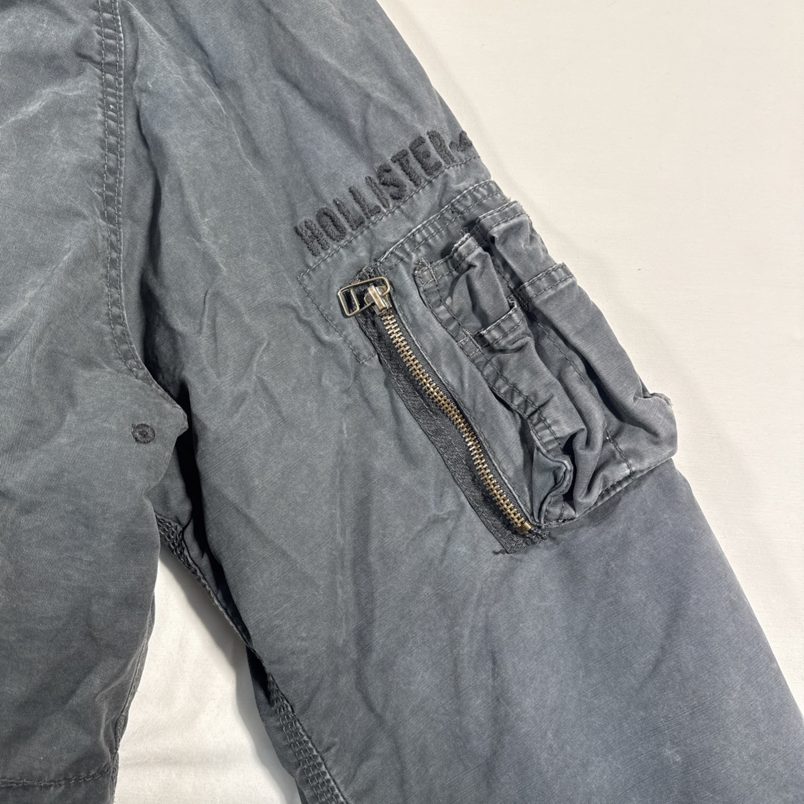 VTG Y2K Hollister Faux Fur Lined Hood Field Parka Jacket Navy Blue Large image 7