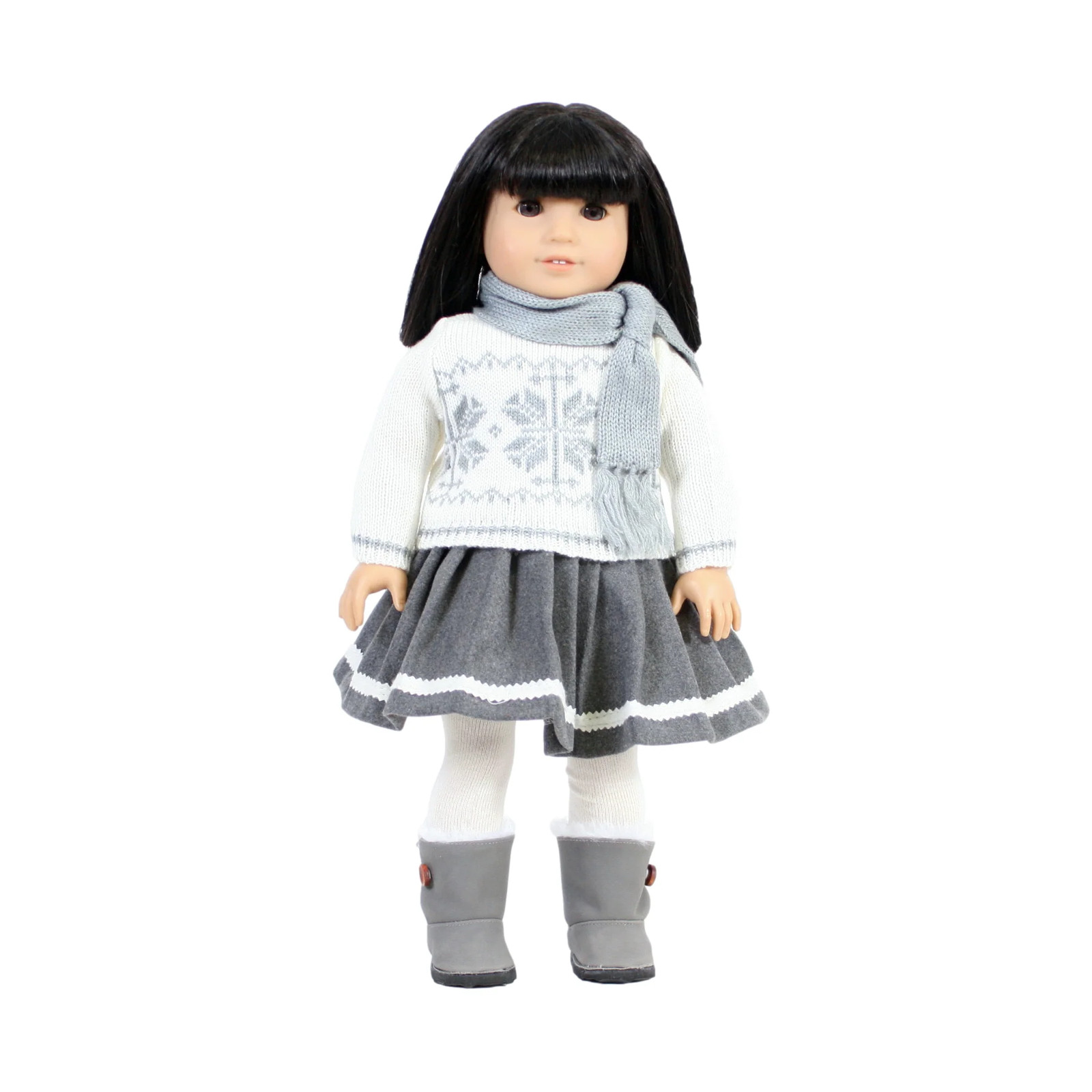 Gray Snowflake Skirt Set 18" Doll Clothes Fits American Girl Doll
