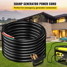 15Ft 50 Amp Generator Extension Cord 4 Wire 6 Gauge STW Generator Cord