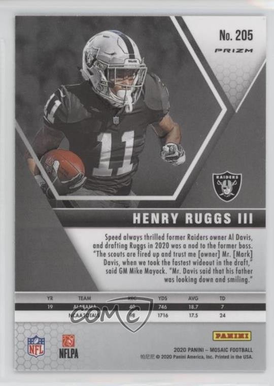 2020 Panini Mosaic Rookies Green Mosaic Prizm Henry Ruggs III #205 ...