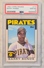 Barry Bonds 1986 Topps Traded PSA 10 GEM MINT Rookie Card #11T Pirates RC. rookie card picture