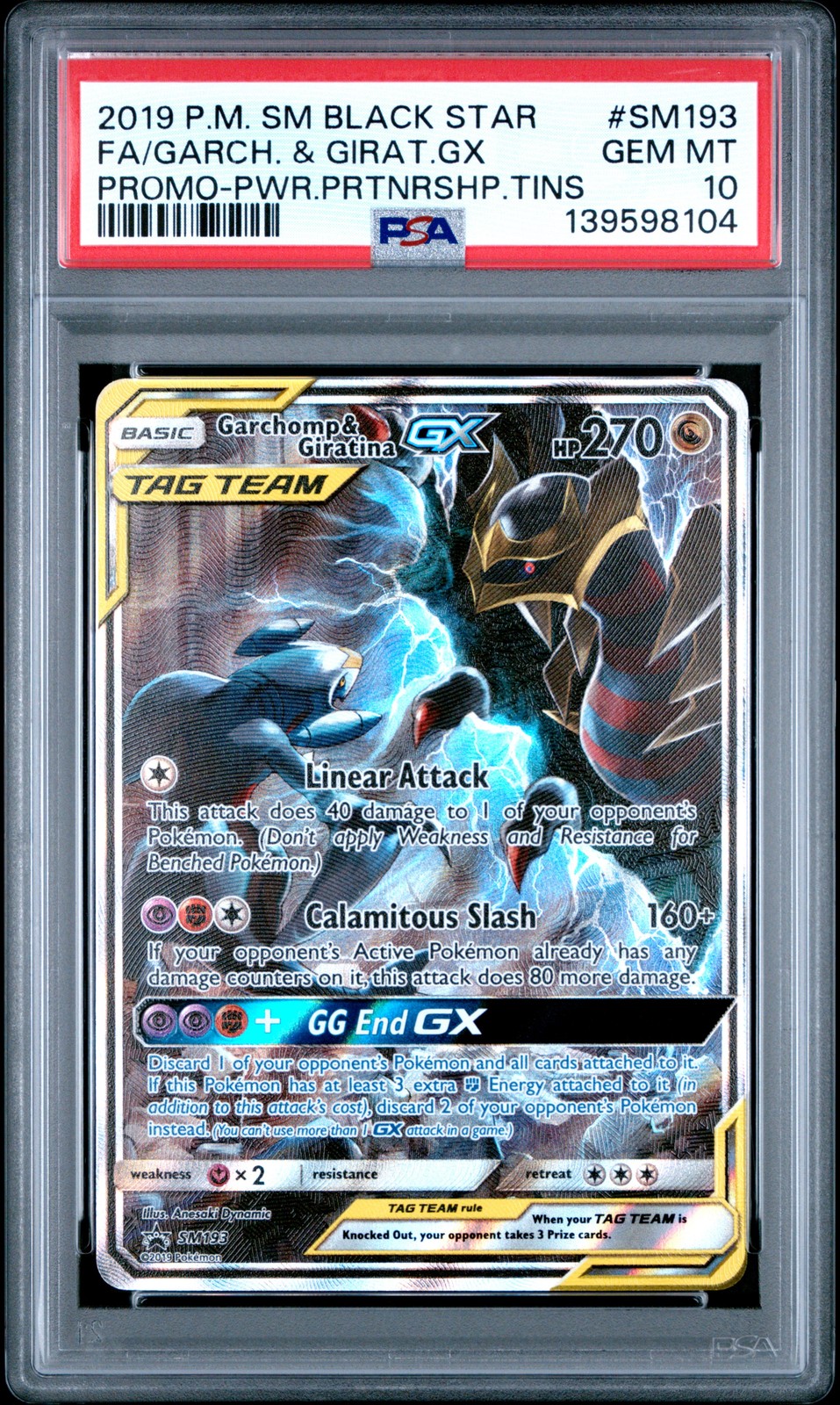 2019 POKEMON SM BLACK STAR PROMO #SM193 FULL ART/GARCHOMP & GIRATINA GX PSA 10