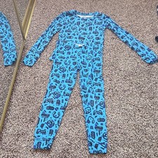 PJ Place Unisex Kids Blue Geometric Long Sleeve 100 Cotton Pajama Set 12 14