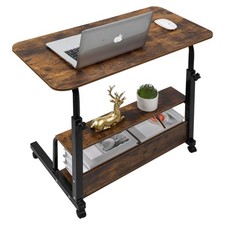 Adjustable Height Mobile Computer Desk for Small Space Rolling Writing with W...