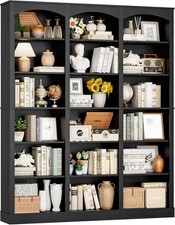 71" Triple-Wide 6-Tier Tall Bookshelf with Curved