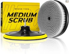 Drill Backing Plate + Power Scrub Brush Attachment, 150mm 6" Medium