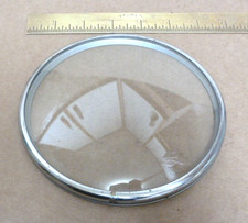 good old bracket-mantle clock 6 3/16" chromed bezel & convex glass  (W4)