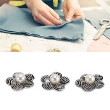 20 Pcs Pearl Flower Button Zinc Alloy Exquisite Decorative Buttons for Clothing
