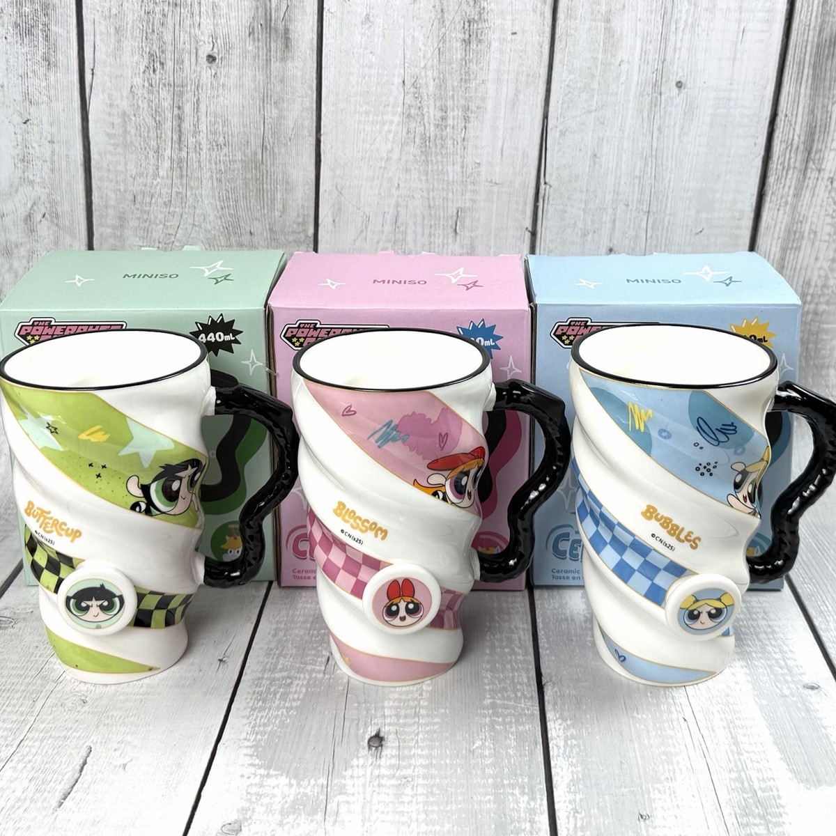 The Powerpuff Girls BLOSSOM BUBBLES & BUTTERCUP 3D Spiral Coffee Mugs New  0101 | eBay