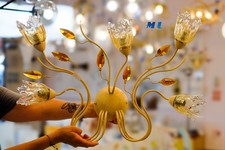 CARAMEL  *applique da parete* 5 Luci liberty  con vetro di murano ambra 5xE14