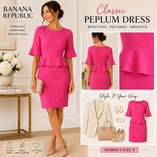 Banana Republic Pink Peplum Dress Size 4 Sheath Career Cocktail Classic Chic
