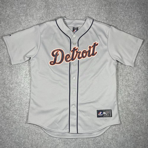 Austin Jackson Detroit Tigers MLB Baseball Jersey Majestic Men Size Large Gray