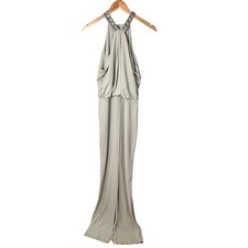NWT ASOS Embellished Halter Maxi Gown Keyhole Back Light Gray Size 12 Wedding