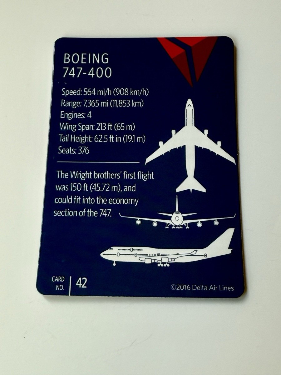 🔥 2016 Delta Trading Card #42 Boeing 747-400 w/ holder | eBay