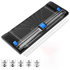 Paper Cutter, 12 Inch Rotary Trimmer, 5 Blades 4 Functions, Up to 6 Sheets Cu...