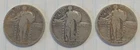1925-1927 P  (3) Standing Liberty USA 90% Silver Quarter Dollars 25C Circulated