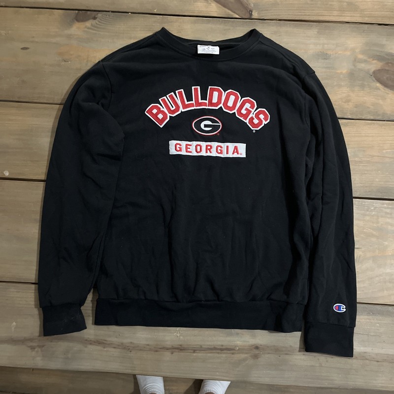 Georgia Bulldogs Sweatshirt Mens medium Black NCAA Football Champion Fleece