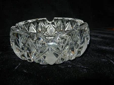 Ashtray, Thick Cut Glass, Clear Glass, Heavy, 6" Diameter, Very Good Condition