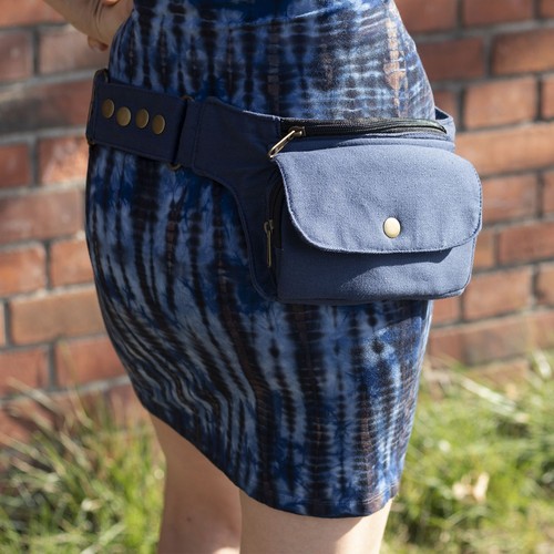 Borsa cintura Flint blu colori ottone marsupio - Picture 7 of 10