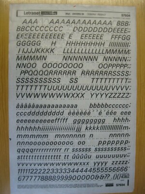 0,1 x Letraset Upper/Lower & Num UNIVERS 56 36pt 9,5mm Sheet S7934 (h)