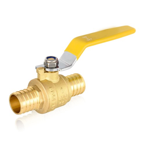 EFIELD 1" 1/2" 3/4"PEX Ball Valve Yellow Handle Full Port Shut Off Brass No Lead