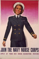 8" x 10" 1944 Join,Navy Nurse Corps,Apply,Red Cross Recruiting
