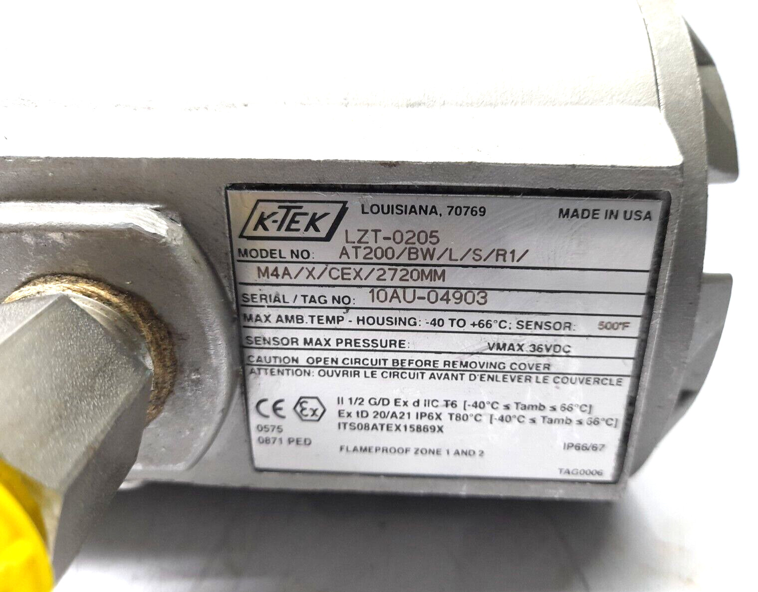 K-Tek AT200/BW/L/S/R1/M4A/X/CEX/2720MM Magnetostrictive Level Transmitter