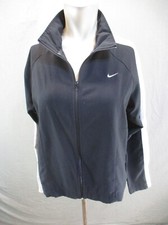 NIKE DRI-FIT Size M 8/10 Womens Black Full Zip Stand Collar Athletic Jacket 581