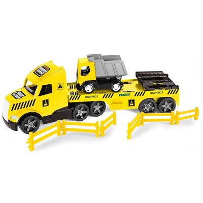 Wader Magic Truck Tieflader mit Muldenkipper Kipper LkW Abschleppwagen Baustelle