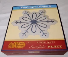 Cracker Barrel Plate Blue and White Snowflake Shape Platter Christmas 9.5"