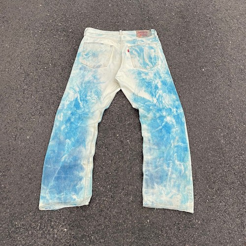 Jeans Levi’s 501 personalizzati 36x30 con stampa rinascimentale blu - Streetwear Grunge Y2 - Foto 9 di 10