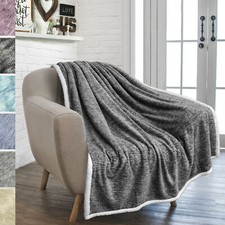 Sherpa Blanket Solid Fleece Bed Blanket Plush Soft Warm Fuzzy Reversible Throw