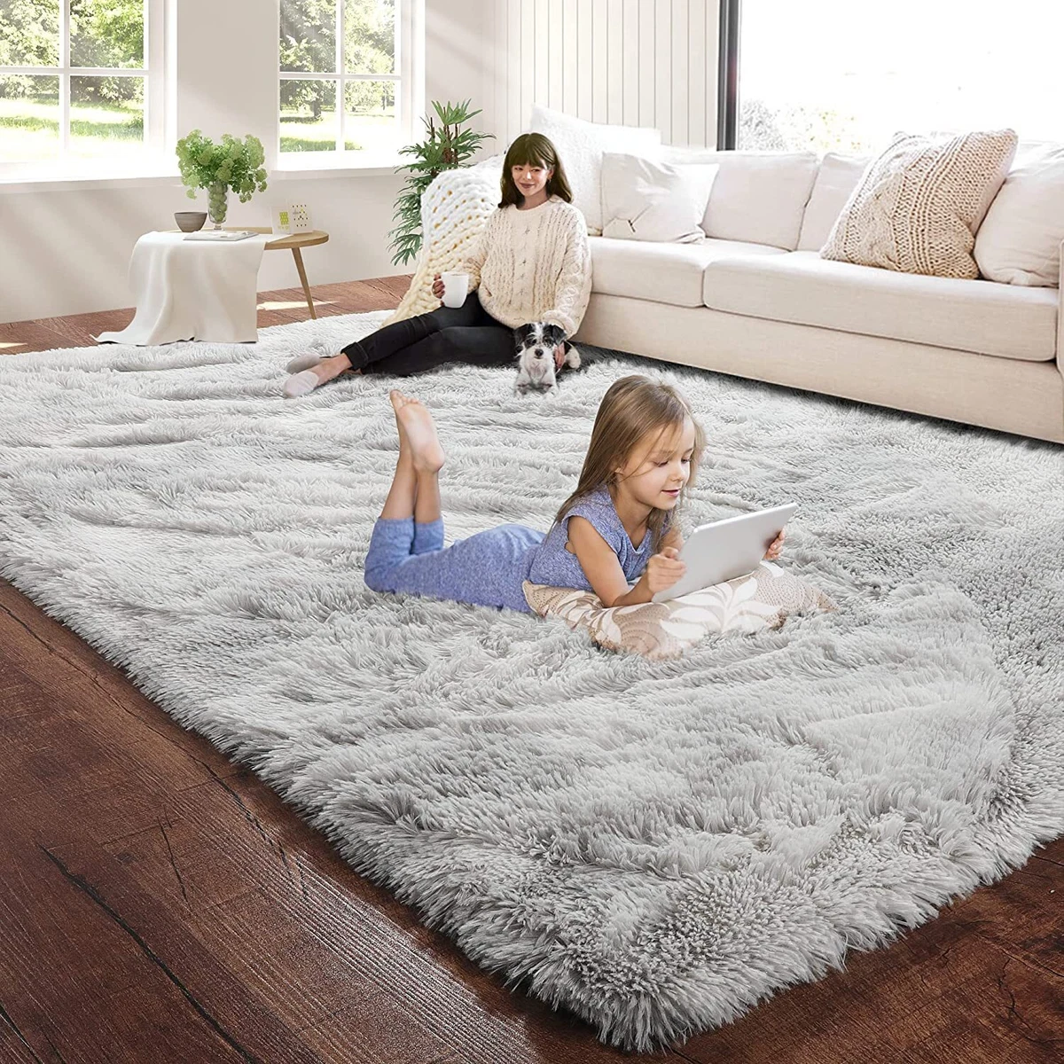 Fluffy Shaggy Rug Modern Super Soft Thick Pile Rugs Living Room Rugs  Bedroom Rug