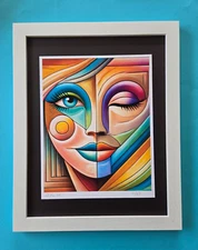AIDAN FLUX | Hand Signed Authentic Print Framed "LOVE MY GEOMETRIC SMILE" COA
