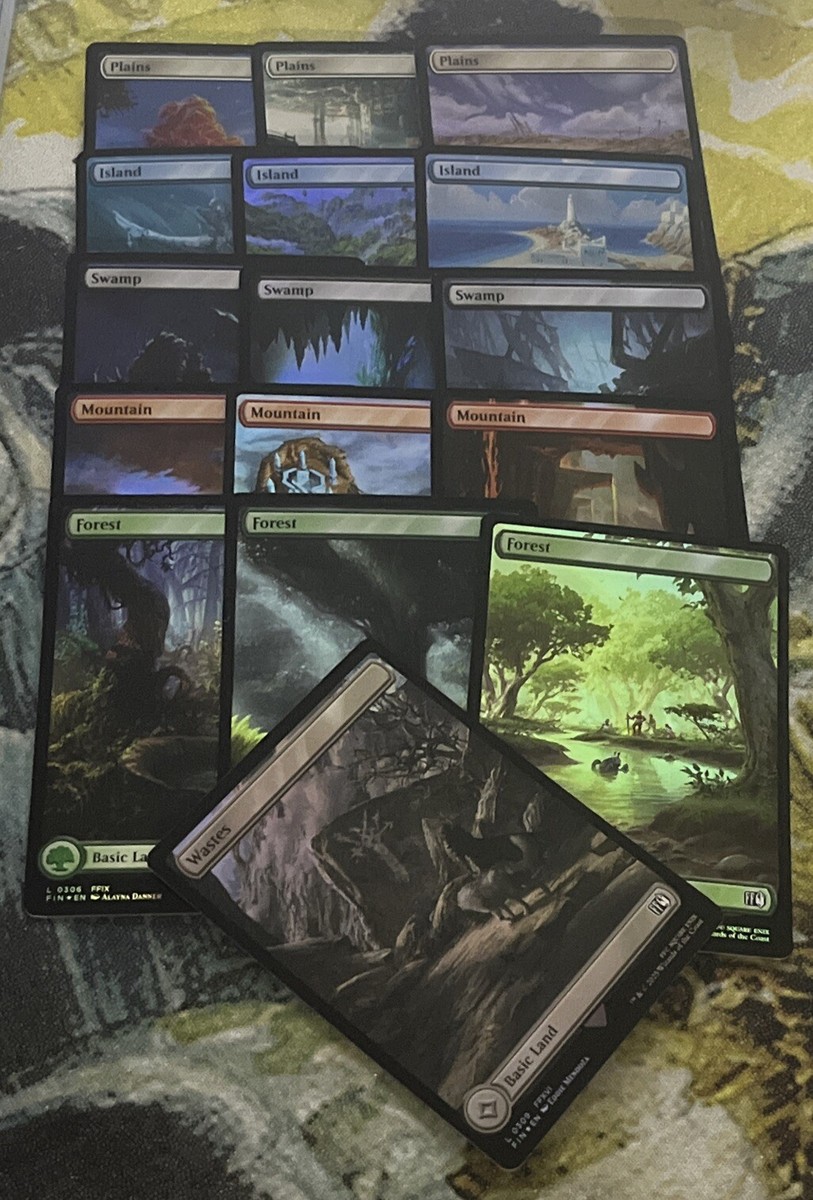 Final Fantasy MTG Foil Full Art Lands Complete Set - 5 Of Each! | eBay