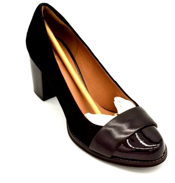 clarks block heel pumps