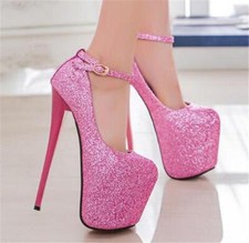 Occident Women's Very High Heels Shoes Nightclub Party Stage Sequins Shiny Pumps