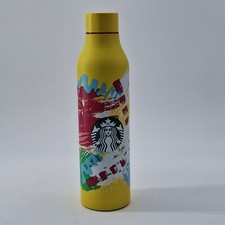 Starbucks Stainless Steel. Water Bottle: matte yellow with art splash design 