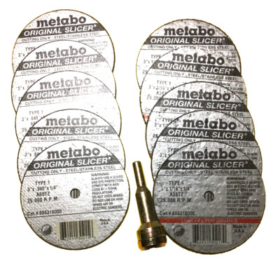 1/4''-3/8''  ARBOR ADAPTER DIE GRINDER CUT OFF BLADE W/ [10] 1/4'' METABO WHEELS
