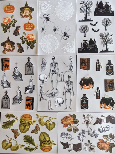 Anna Griffin 64 pc. VINTAGE HALLOWEEN Rub Ons Transfers | Great for Decoupage - Picture 2 of 2